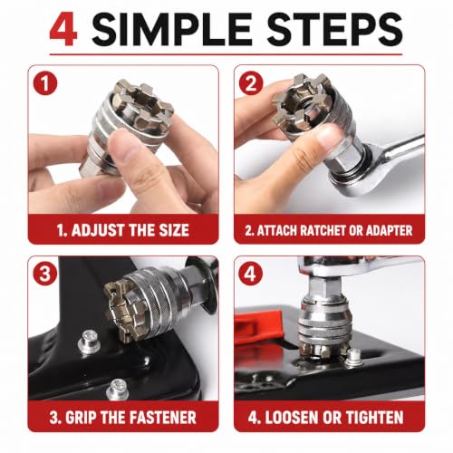 3-Piece Adjustable Universal Socket Wrench with Ratchet Handle 3/8 Inch Hex Wrench Adapter Kit for Drilling and Fastening Cool Gadgets for Men Birthday Gifts
