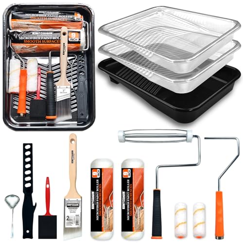13 Pcs Paint Tray Set, Paint Brush with 9" & 4" Paint Roller - color: 13 Pack, 9" Paint Trays