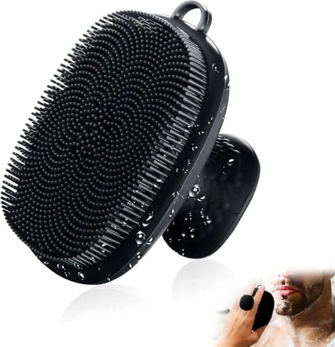 Face Scrubber, Silicone Face Scrubber for Men Facial Cleansing Brush Silicone Face Wash Brush Manual Waterproof Cleansing Skin Care Face Brushes for Exfoliating- Black - color: Black