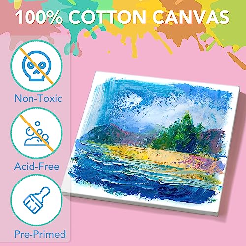 ESRICH Mini Canvases for Painting 4x4 Canvas Value Pack of 48PCS, 2/5In Thickness Small Canvas, Great for School Projects, Kids Birthday Party and Wall Decoration, White - size: 4x4in-48 Packs