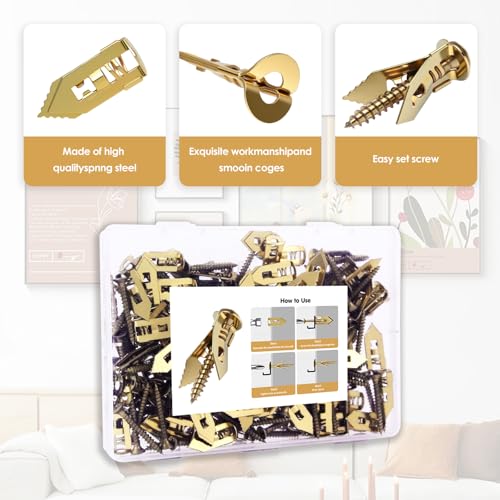 180 PCS Drywall Self-Drilling Anchors with Screws Kit, 90 Anchors (0.47x1.18) +90 Zinc Plated Screws, No Drill Needed, Suitable for Heavy Duty Hanging of TVs, Shelves, Picture Frames, etc.