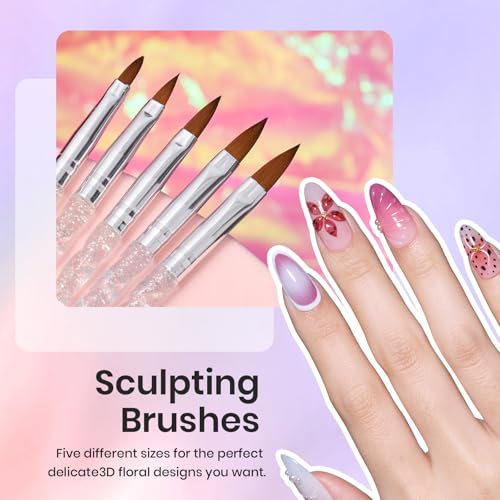 Beetles Nail Art Brushes 31pcs with Case Daul Ended Flower Dotting Tools - color: B - Clear-31