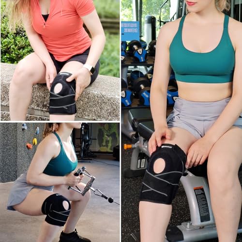 DOUFURT Knee Brace for Men & Women, Side Stabilizers & Patella Gel Pads - color: Grey & Black, size: Small(Pack of 1)