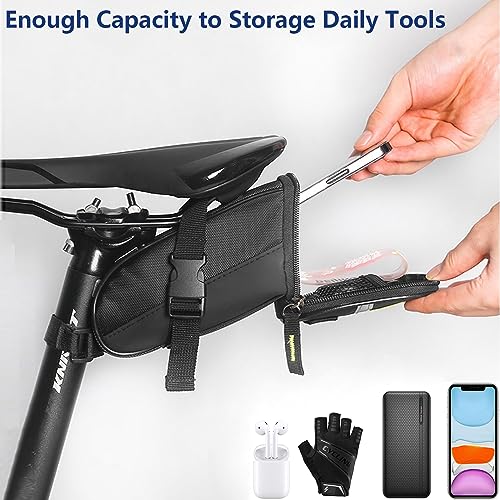 Bike Repair Tool Kit with Mini Bicycle Pump,16-in-1 Bike Multitool, Portable Bicycle Flat Tire Repair Kit for Road MTB EBikes, Bike Emergency Repair Kit, Saddle Bag with Tail Light - style: Repair Tool Kit With Bike Light