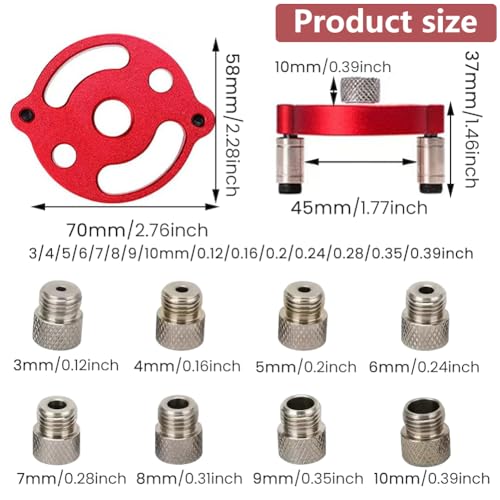 Self Centering Doweling Jig, Dowel Drill Guide 3/4/5/6/7/8/9/10mm Handheld Drill Guide for Straight Holes Wood Panel Hole Puncher Locator Center Finder Woodworking Joints Tool