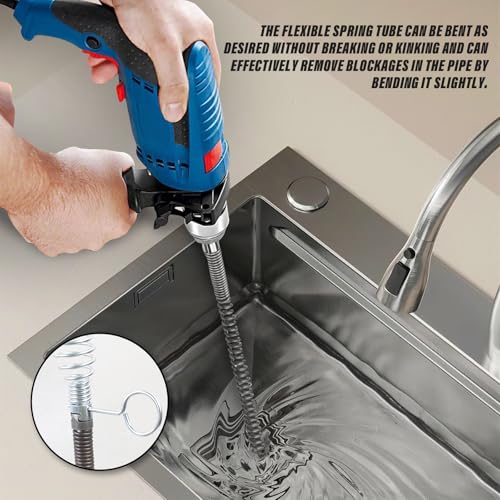 32.8ft x 1/2" Drain Snake Plumbing Pipe Cleaning Cable w/ 6 Cutters