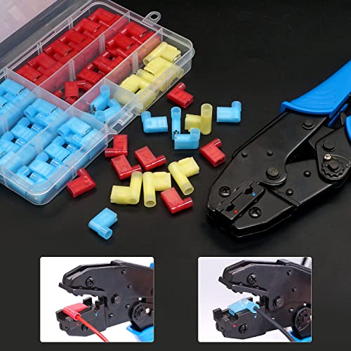 Twidec/Ratchet Crimp Pliers Crimping Tool Ratchet Terminal Crimper Wire Crimp Tool For Crimping Tubular Terminals Nylon Flag Spade Female Connectors HS-07FL - style: HS-07FL
