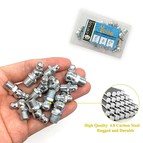 3/8"-24 12Pcs Grease Fitting Assortment - Straight 45 90 Degree Zerk Fittings, Galvanized Steel for Industrial/Agricultural Machinery, Cars, Ships - size: 3/8"-24 12Pcs