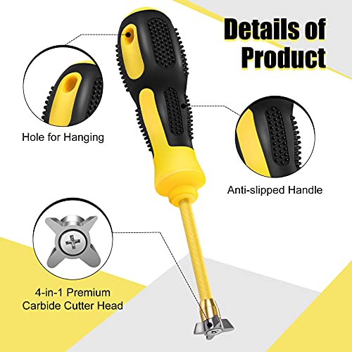Zhengmy Grout Removal Tool 4 in 1 Grout Scraper Cleaning Remover Tool Scraper Cemented Carbide Alloy Head Tile Removal Caulking Cleaner for Floor Ceramic Tile Gaps