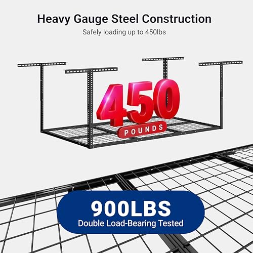 FLEXIMOUNTS 3x6 Overhead Garage Storage Adjustable Ceiling Rack, Black - color: Black, size: 3x6 ft