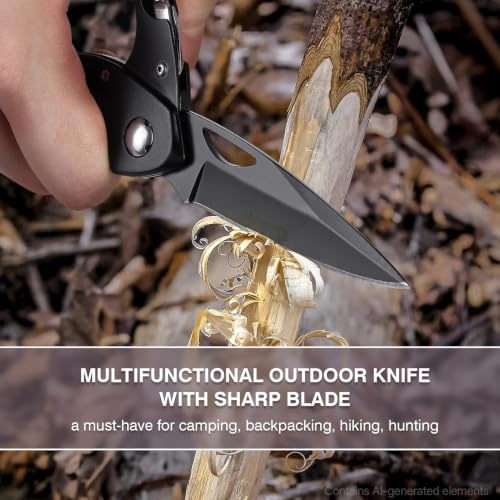 FUNBRO Multitool Carabiner with Pocket Knife, Bottle Opener - color: Black