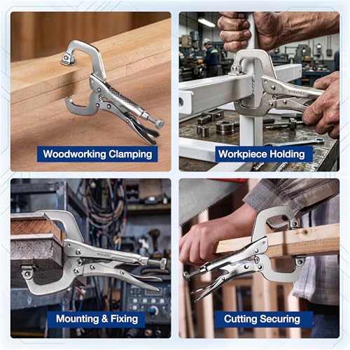 WORKPRO 6" Locking C-Clamp with Swivel Pads, Heavy Duty Adjustable Vise Grip Pliers, Welding Clamp for Woodworking, Metalworking, Auto Repair and Home Workshop