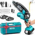 SEESII 6-Inch Mini Chainsaw Cordless with Oiler System - color: Light Blue