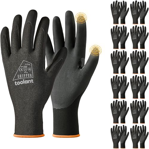 toolant Microfoam Nitrile Work Gloves with Grip, 12 Pairs, Black, XX-Large - color: Black-12pairs, size: XX-Large