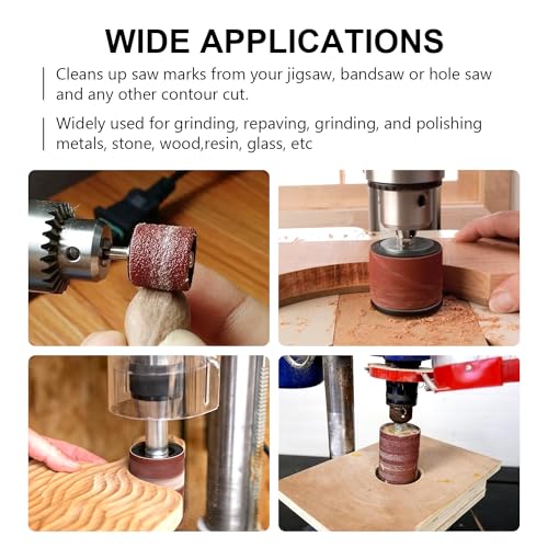 2”Long Sanding Drums and Sleeves Set with 1/4”Shank for Drill or Drill Press, Sanding Drum Kit for Sanding Smoothing Shaping Polishing Fiberglass Wood Metals, 60,80,120 Grit-16pack - size: Length: 2'' (sanding drums & sleeves)