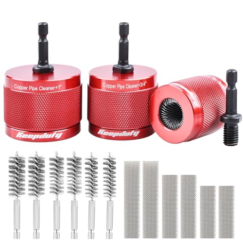 1/2" & 3/4" & 1" Copper Pipe Cleaner for Drill-Quick Rust Removal - color: 3Pcs-Aluminum Alloy