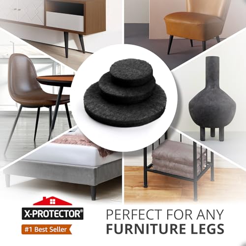 Felt Furniture Pads 235 PCS X-Protector! Huge Quantity of Furniture Pads - size: 235 PCS Black, Round & Square