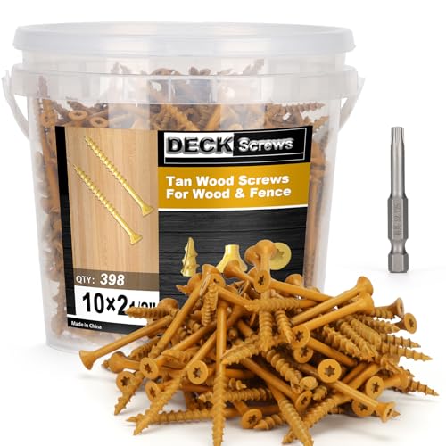 Deck Screws #10 x 2-1/2’’, T25 Star Torx Drive Flat Head Wood Screws, Tan, 5lb - color: Tan, size: 10X2-1/2’’