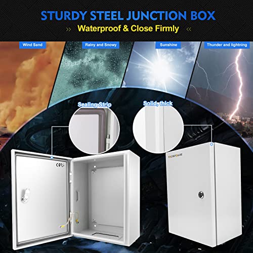 TOCRETOARE Outdoor Electrical Junction Box, 12 x 10 x 6'' NEMA 4X Enclosure Box, Wall Mounted IP66 Waterproof & Dustproof Lockable Metal Junction Box - size: 12"x10"x6"