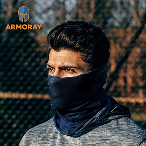 ARMORAY Neck Gaiter Face Mask - 4 Pack Reusable & Washable Cloth Face Cover - color: Black + Gray (4 Pack)