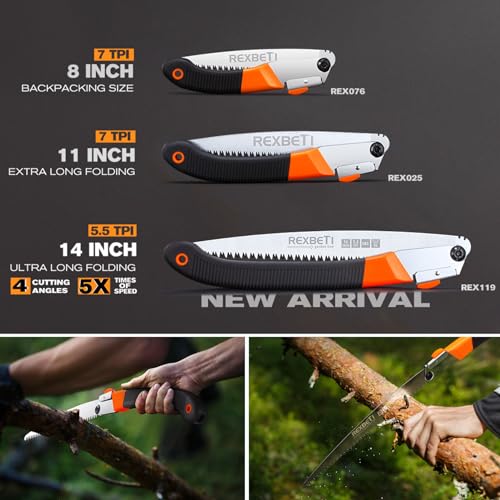 REXBETI 14-Inch Folding Pruning Saw, Extra Long Hand Saw for Tree Trimming - size: 14 inch