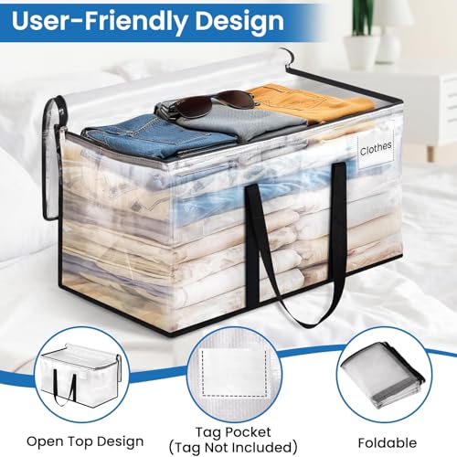 RoomHacks Moving Bags, Heavy Duty Large Storage Bags, 100L, 2 Pack, Clear - size: 100L- 2Packs