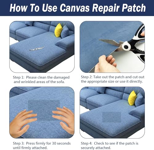 Fabric Repair Patch, Self Adhesive Furniture Tape for Cloth, Sofa - color: Canvas Beige, size: 17X79 Inch