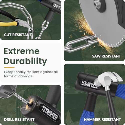 Titanker Bike Chain Lock with Keys, 3.3 Feet Security Heavy Duty Anti-Theft Bicycle Chain Locks for Bike, Motorcycle, Bicycle, Door, Gate, Fence, Grill (6mm, 8mm, 10mm Thick Chain) - color: Blue-6mm Chain