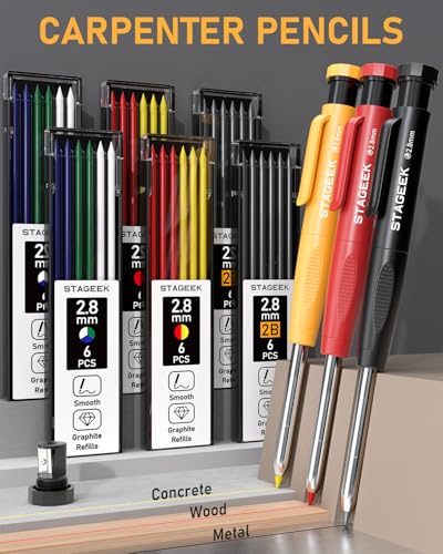 STAGEEK 34 Pack Carpenter Pencils with Sharpener