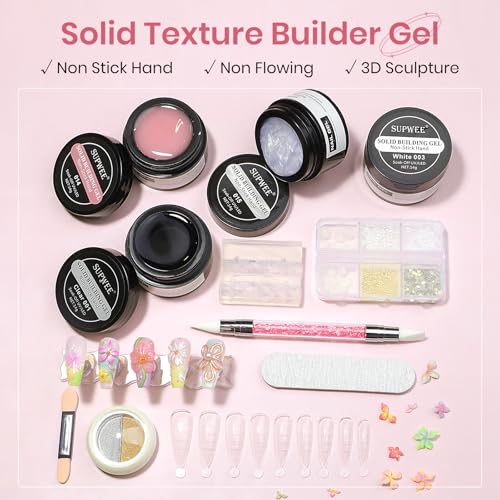 3D Sculpting Gel for Nail Art 3d Gel Nail Art Non Stick Hand | 4 Colors Solid Builder Gel Home Manicure, Nail Salon, Nail Charms, Solid, Extension, Carving, Molding Hard Gel - color: Clear, White, Pink, Pearl White