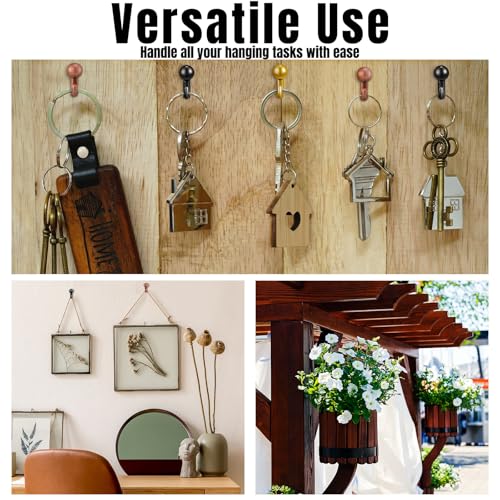 Jetec 30 Pieces Metal Push Pin Hangers Pin Wall Hooks Picture Hanging Picture Nails Frame Oil Painting Hooks on Wooden or Fabric Wall for Home or Office (Red Antique,Gold,Black) - color: Red Antique,Gold,Black