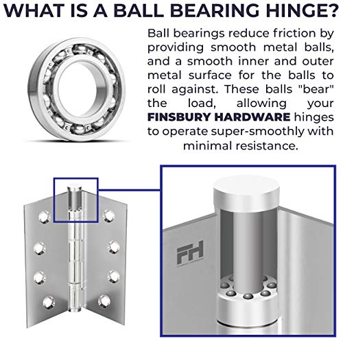 Solid Brass Chrome Door Hinge Heavy Duty Ball Bearing Shiny Silver 4x4 Inch - Set of 2 Hinges (Polished Chrome) - color: Polished Chrome
