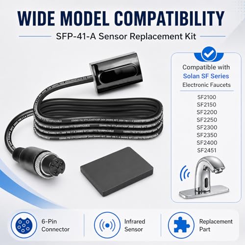 SFP-41-A SF Series Faucet Sensor Replacement Kit, 6-Pin Connector Infrared Sensor Repair Part Compatible with Sloan SF Series Electronic Faucets SF2100 SF2150 SF2200 SF2250 SF2300 SF2350 SF2400 SF2451