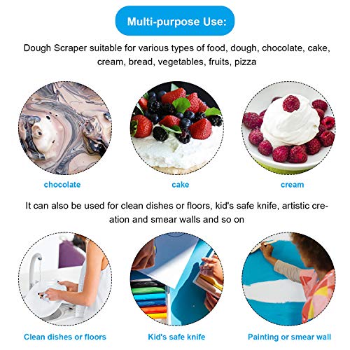 Patelai 2 Pcs Bowl Scraper Dough Bench Scraper Baking Flexible Spatula