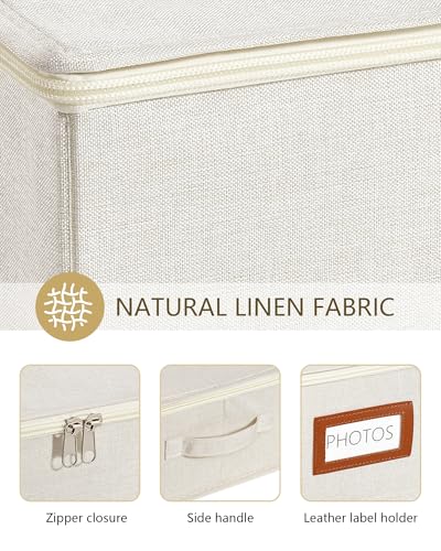 HULISEN Photo Storage Box, Photo Organizer for 2000 4x6 Pictures, Beige - color: Beige