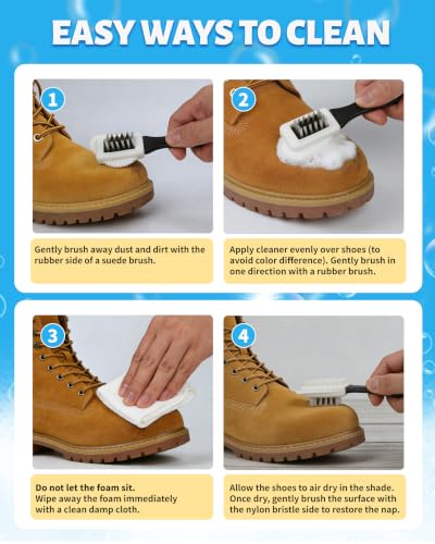 Jevvu Suede Shoe Cleaner, Suede Cleaning Kit with Brush & Towel for Suede, Nubuck, Leather, Boots, Trainer