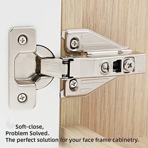 DecoBasics (50 PCS) Full Overlay Soft Close Cabinet Hinges for Kitchen Cabinets - 105° Face Frame Concealed Cabinet Door Hinge -3 Way Adjustability -Clip on Plate & Matching Screw 4 Easy Installation