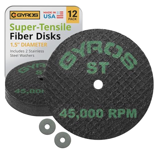 GYROS Cut-Off Wheels for Rotary Tools – 1.5” Super-Tensile Fiberglass Reinforced, 12-Pack | Ideal for Stainless Steel, Titanium, Nickel, Carbon & Chrome Alloys | Made in USA 11-41502/12 - size: 1.5 inches (12 pcs)