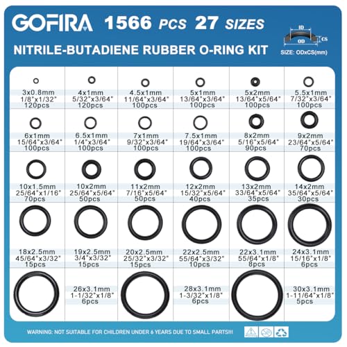O-Ring O Rings Assortment Kit 1566Pcs 27 Sizes Nitrile Rubber Seals - style: 27 Size/1566 Pcs