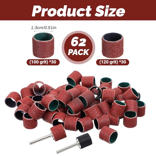 62 Pcs Pet Nail Grinder Replacement Kit With Grit Sanding Bands Nail Sanding Bands Dog Nail Grinder Replacement Heads Black Grinding Drums Pet Smoother Claw Care Dog Claw Grooming Supplies (80#/120#)