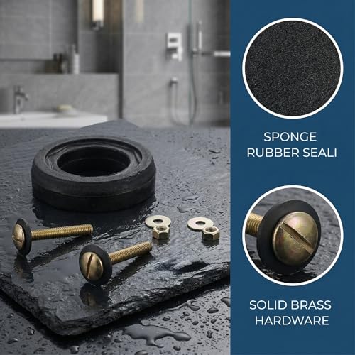 3'' Toilet Tank Gasket Replacement Parts Rubber Ring Seal and Gaskets with 2Pcs Brass Bolts & Kit, Toilet Tank to Bowl Repair for American Standard Leak Preventer