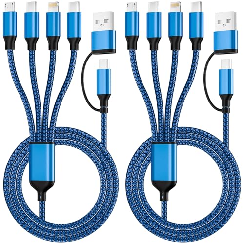 4 in 2 Multi Charging Cable, USBA/C Universal Charging Cords 2 Pack 5FT - color: Dark Blue