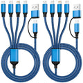 4 in 2 Multi Charging Cable, USBA/C Universal Charging Cords 2 Pack 5FT - color: Dark Blue