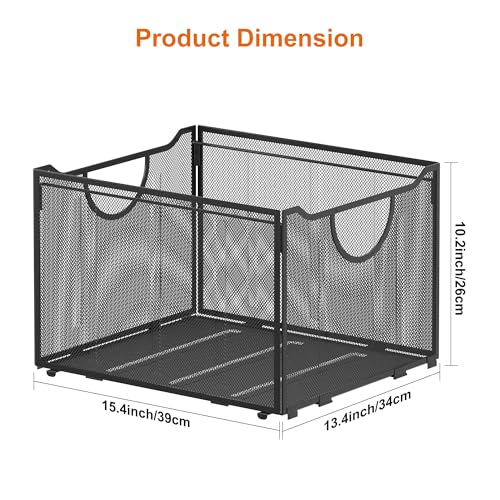 EasyPAG Hanging File Folders Organizer, Black Mesh Filing Crate, Stackable File Folder Storage Box, Desktop Document Holder for Letter Size Papers