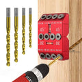 30 45 90 Degree Angle Drill Guide Jig for Hand Drill, Angle Drill Guide for Straight Holes and Angle Drilling, used for Stairs Handrails, Cable Railings, Decks, and Wood Posts Level design，with 4 Bits - color: Aluminum Red