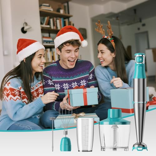 Turelar Immersion Blender Handheld 5 in 1 Hand Blender Set 1100W Heavy Duty - color: Cyan Blue, size: 5 in 1