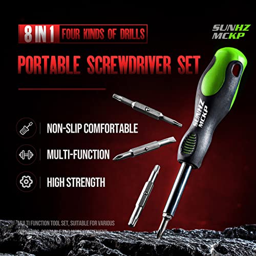 SUNHZMCKP 8 in 1 Screwdriver, Portable multi-purpose screwdriver set，High-Strength Bits, Phillips, Slotted, Torx，Suitable for outdoor and daily repair tools,Practical hand tools - size: 8 IN 1 Screwdriver