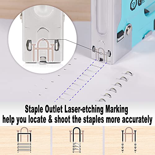 SHALL Staple Gun Heavy Duty, 3-in-1 Upholstery Staple Gun Kit with 3000 Staples, Staple Remover, Manual Brad Nailer with Specific Staples Outlet Position Indicator - color: Blue, size: 3-in-1