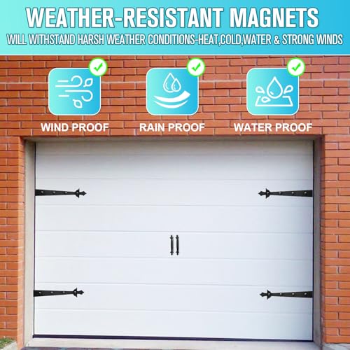 Magnetic Garage Door Hardware,Garage Door Magnetic Decorative Hardware with 4 Hinges + 2 Handles Gave Your Door a New Look,Garage Door Magnets Easy Install,Never Fade Garage Door Handle(Modern Style) - style: Modern