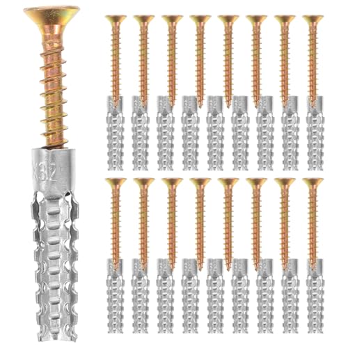 ARTIBETTER Drywall Anchors and Screws Kit 20 Iron Expansion Tubes with 20 Drywall Screws Wall Anchors for Shelf Mounting Heavy Duty Anchors for Home and Construction Projects